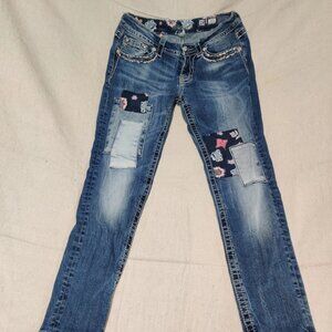 Miss Me Jeans Size 28 Signature Skinny Embellished Rhinestones Patchwork